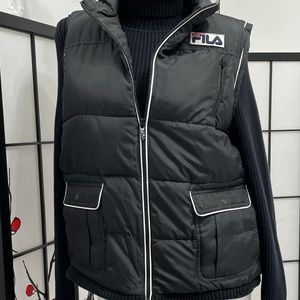 FILA Sport XL  Women's Puffer Ski Vest Black Winter Full Zip Black Vest